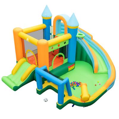 Costway Inflatable Water Slide Blowup Bounce House with Dual Slides and Splash Pool (Without Blower)