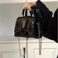 TEMU Sac à Main Élégant Noir à Motif Crocodile avec Bandoulière Chaîne Détachable & Fermeture Magnétique - Léger, Design pour Femmes, Sac | Texture Crocodile | Quincaillerie Dorée