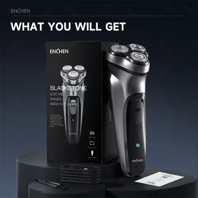 ENCHEN Blackstone Electrical Rotary Shaver for Men 3D Floating Blade Washable Type-C USB