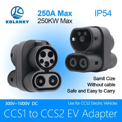 Kolanky 250A CCS1 Charger to CCS2 EV CCS1 to CCS2 Electric Vehicle Charger DC Fast Ev Charging
