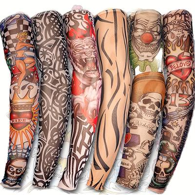 TEMU 6pcs Tattoo Sleeves, Summer Sunscreen Cool Sleeves, Outdoor Sports Cycling Fishing Sunscreen Sleeves For Men