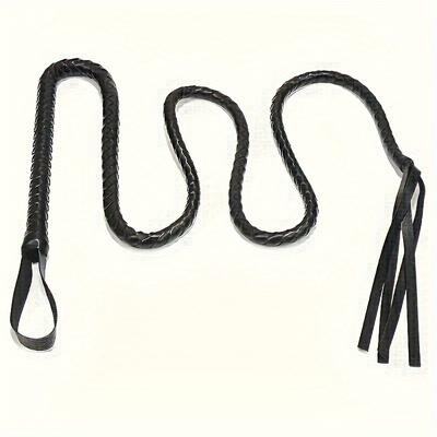 Black Pu Leather Equestrian Riding Whip, 2m Long Riding Whip, Horse Training Supplies