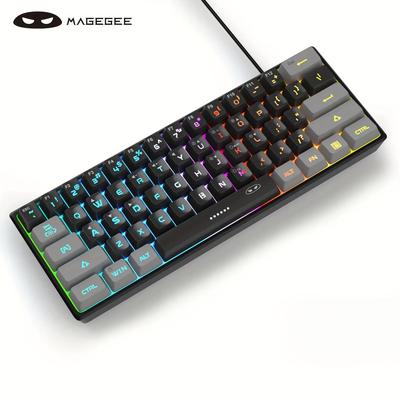 Ts91 Wired Mechanical Touch Keyboard, Game Office Universal Keyboard 61 Keys Small Portable Keyboard Rgb Backlight Effect, Mix And Match Color Keyboard (grey Black)