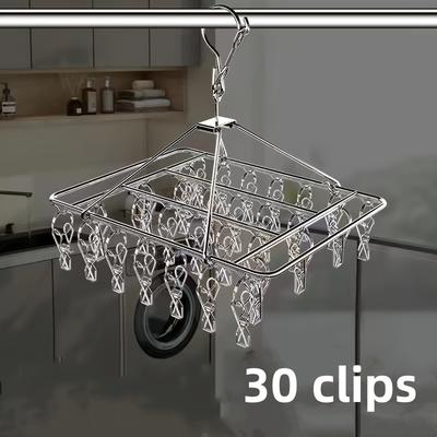 TEMU 1pc Clothes-horse Stainless Steel Hanger Clip Clothes-horse Sox Is Worn Household Hanger Multifunctional Windproof Hook For Clothes Shops