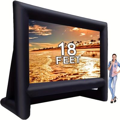 TEMU 18 Feet Inflatable Outdoor Projector Movie Screen - Package With Rope, Blower, Tent Stakes - Portable, Great For Outdoor And Indoor Party Backyard Pool