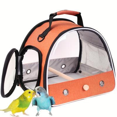 Alt-u Portable Bird Travel Carrier Cage, Linen Zipper Closure, Small Bird Carrying Cage For Budgies, Parakeet, Parrot, Conure, Cockatiel, Wooden Perch Mount, Absorbent Pad, Soft Mat, Airline Approved