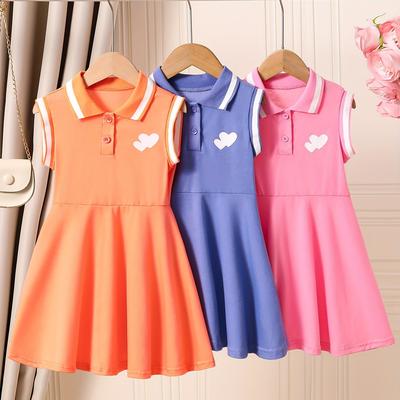 TEMU 3 Piece Toddle Girls Dress, Sleeveless Half Button Preppy Style Dress