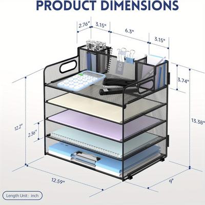 TEMU 5 Desk Organizer & 3 Pen , Organizer For Office Supplies, /file Organizer For Desk