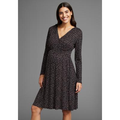 Umstandskleid NEUN MONATE "Für Schwangerschaft und Stillzeit", Damen, Gr. 36, N-Gr, schwarz (schwarz, gepunktet), Jersey, Obermaterial: 95% Viskose (LENZING ECOVERO), 5% Elasthan, bedruckt, gepunktet, modisch, weit, 3/4-Ärmel, Kleider, Stillkleid in... Image
