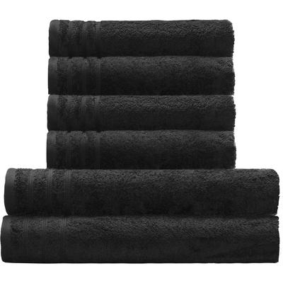 Handtuch Set KLEINE WOLKE "Royal", schwarz, 6 St., 6er Set (4x 50/100cm + 2x 70/140cm), Frottier, Frottier, Baumwolle, H