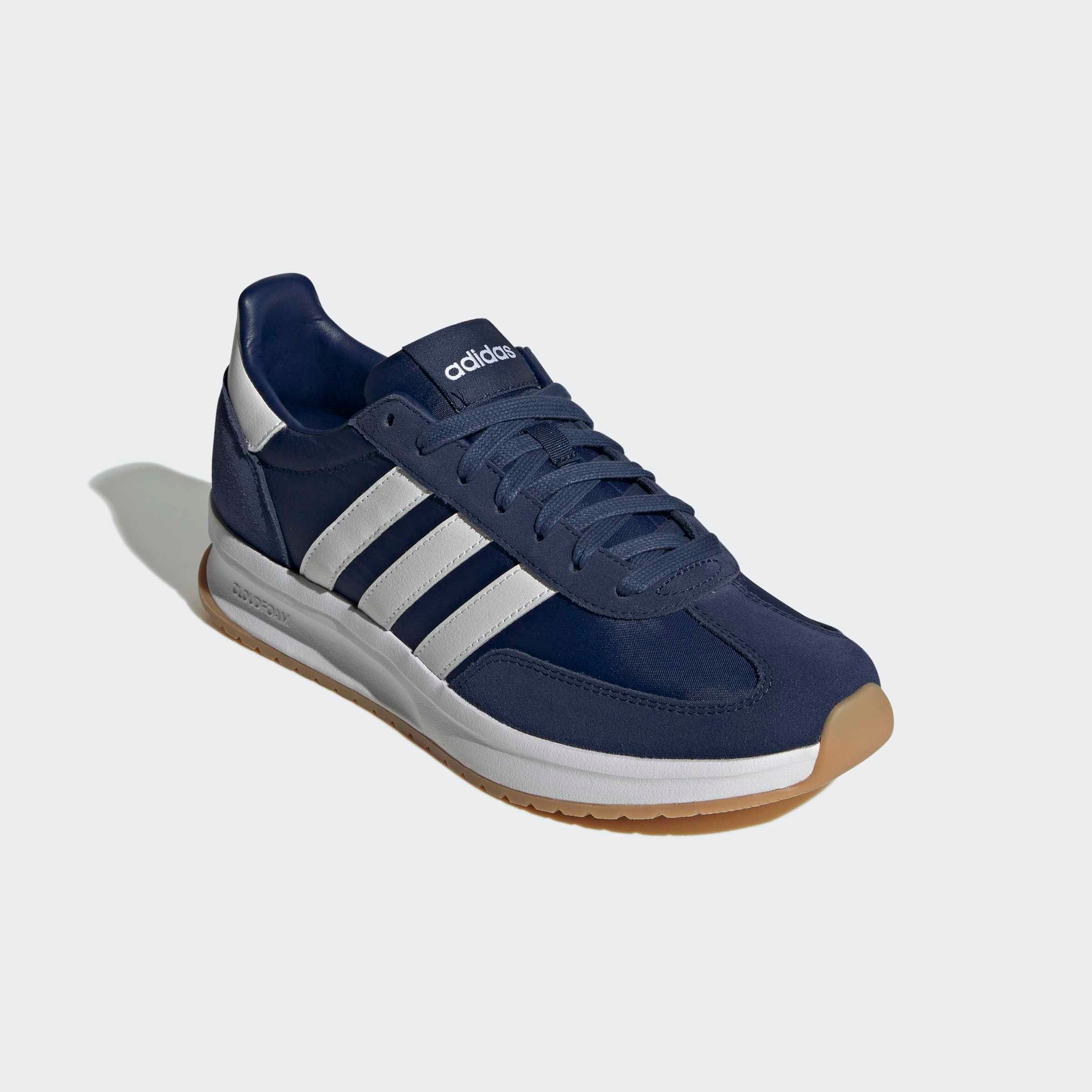 Sneaker ADIDAS SPORTSWEAR "RUN 70S 2.0", Herren, Gr. 44, blau (dunkelblau, cloud weiß, cloud weiß), Leder, Textil, Schuhe Sneaker, inspiriert vom Design des adidas SL72