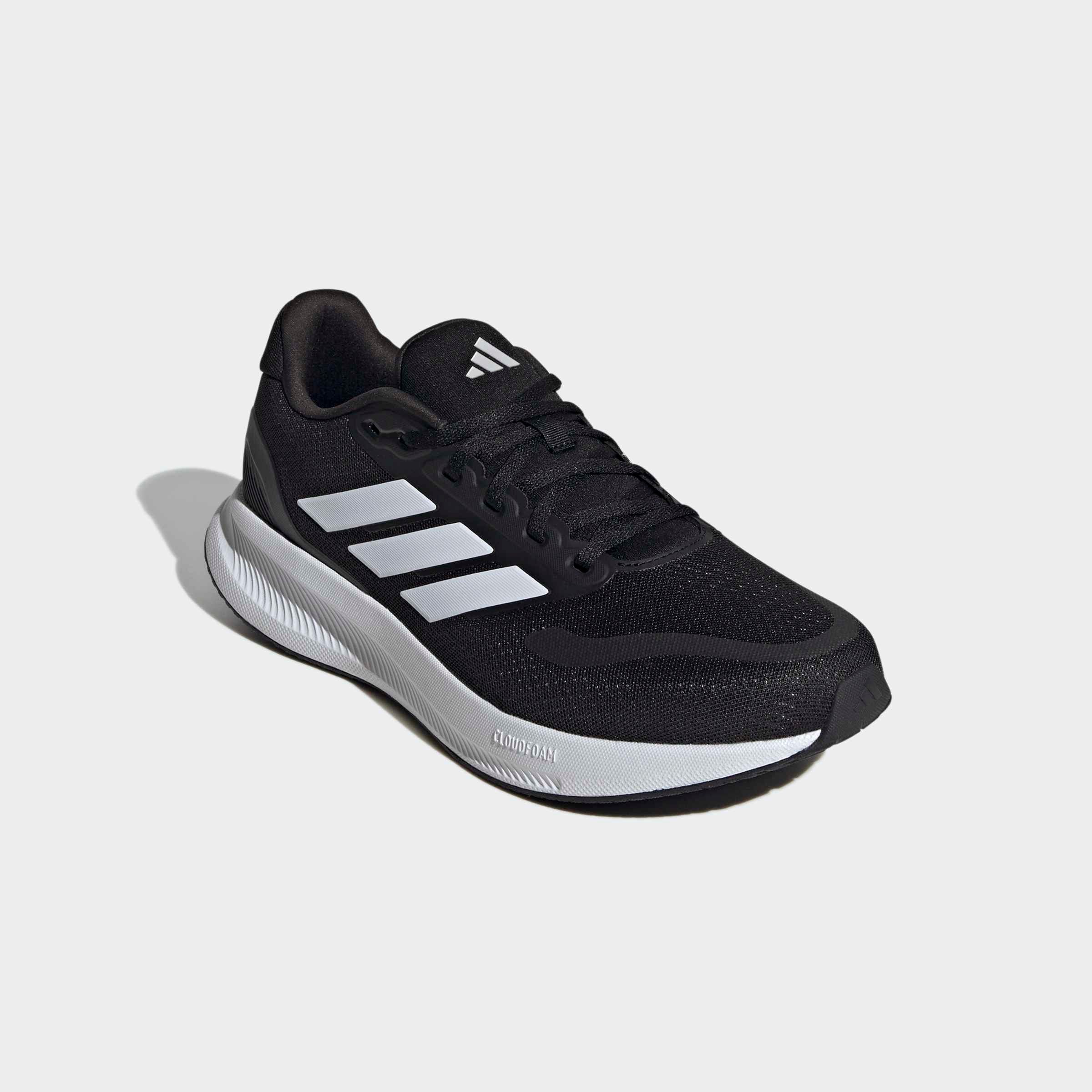 Laufschuh ADIDAS PERFORMANCE "RUNFALCON 5 WIDE", Herren, Gr. 48, schwarz-weiß (core schwarz, cloud weiß, core schwarz), Synthetik, Textil, Schuhe Laufschuh, weit geschnitten