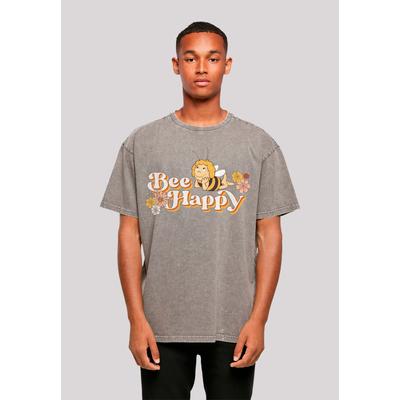 T-Shirt F4NT4STIC "Die Biene Maja Bee Happy Heroes of Childhood", Herren, Gr. 4XL, grau (asphalt), Obermaterial: 100% Baumwolle, casual, oversize, Rundhals, Kurzarm ohne Bündchen, Shirts, Nostalgie, Retro, Heroes of Childhood Image