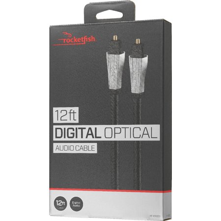 Rocketfish 12ft. Toslink Optical Audio Cable - Fiber Optic Audio Cable for Home Theater & Sound System - Durable Cable Cord for Audio - Black Optical Cable for TV & Soundbar