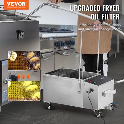 VEVOR Mobile Fryer Filter Oil Tank Capacity Mobile Frying Oil Filtering System with Swivel Wheels for Restaurant Burger Stores