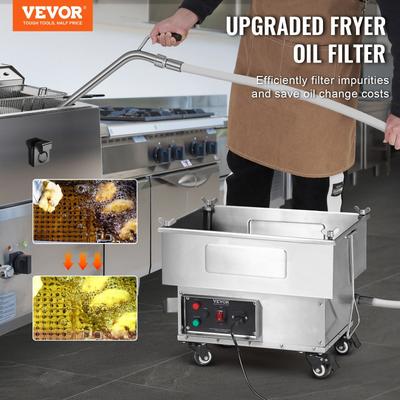 VEVOR Mobile Fryer Filter Oil Tank Capacity Mobile Frying Oil Filtering System with Swivel Wheels for Restaurant Burger Stores