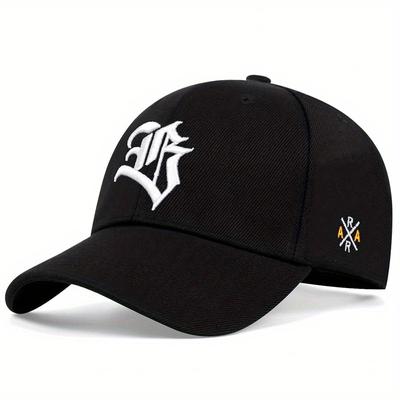 TEMU Goth B Embroidery Baseball Cap Solid Color Casual Sports Hat Unisex Simple Dad Hats For Women Men Image