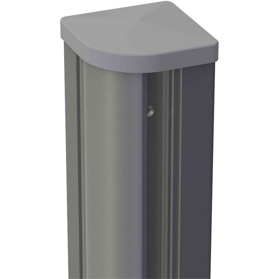 GroJa Variabler Alu-Eckpfosten Steckzaun Silbergrau, 9x9 cm, 240 cm,Einbetonieren Image