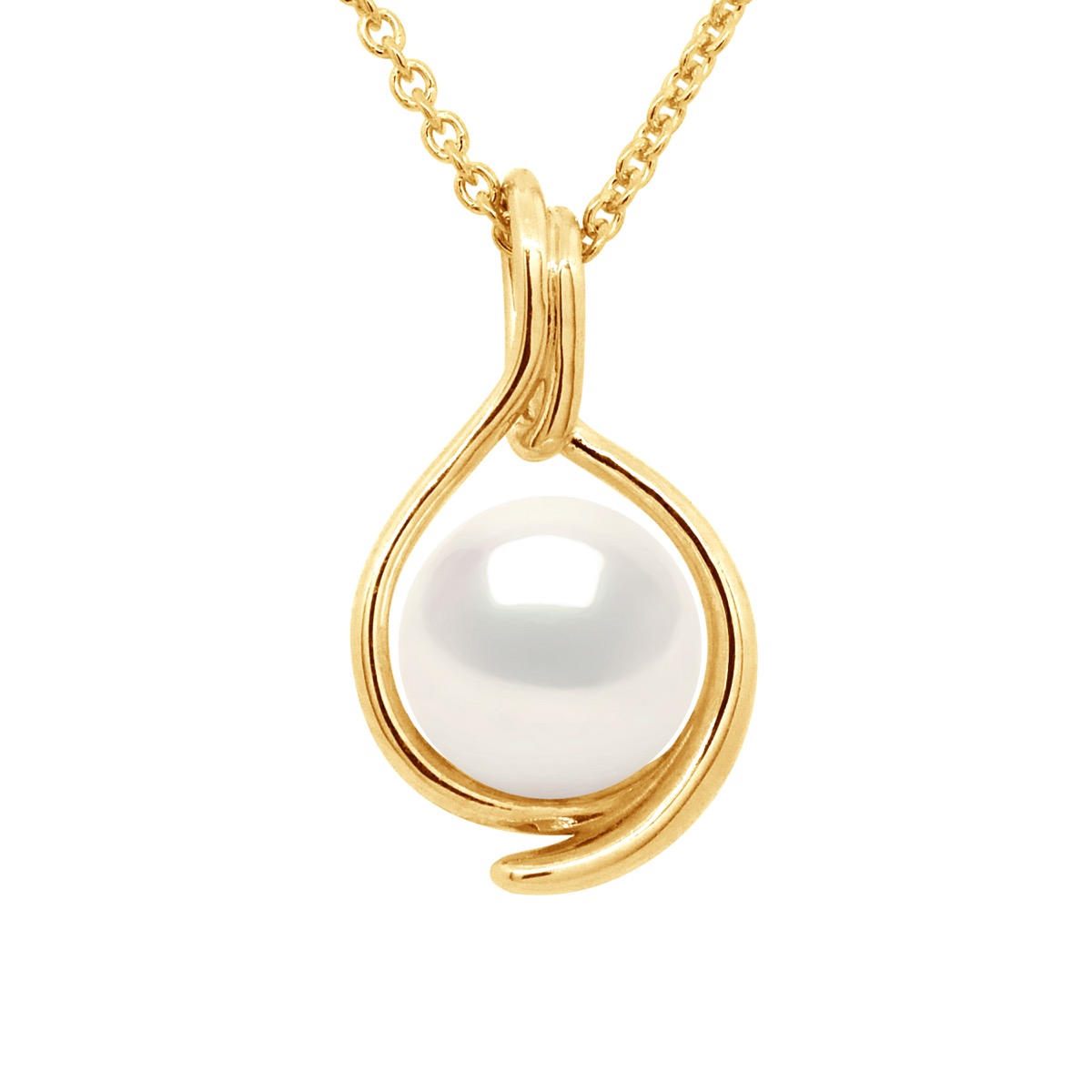 Anhänger BEIDSEITIG Gelbgold - Echte Süßwasser-Zuchtperle rund 8-9 mm Image