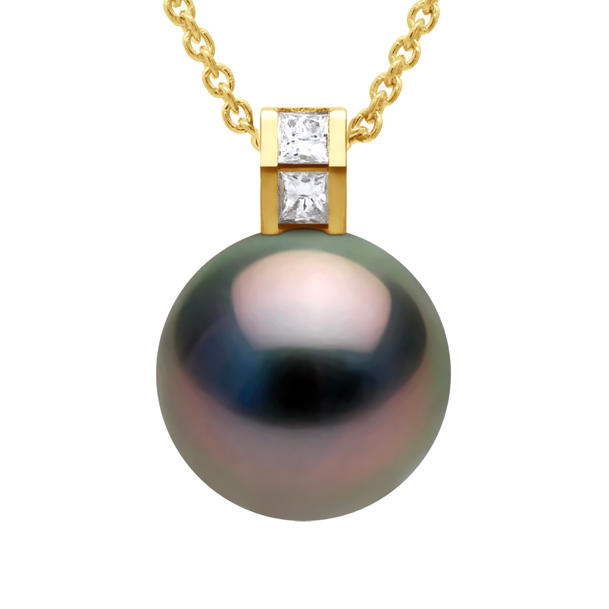 Anhänger Schmuck Prestige Diamant 0,04 cts – Größe Princess – echte Tahiti-Zuchtperle rund 11–12 mm Image
