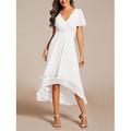 Damen Maxikleid Cocktailkleid Kleid für Hochzeitsgäste Chiffonkleid A Linie Kleid Elegant Formell Arbeit Cocktailparty Normale Passform Kurzarm V Ausschnitt Schwarz Weiß Rosa Königliches Blau Sommer