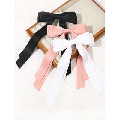 3Pcs Women Hair Bows Barrettes Bow Hair Clip Headwear Headdress Hair Ribbons Girl's Satin Hairclips
