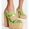 Public Desire Womens Wide Fit Carley Raffia Platforms in Green - Size UK 6 | Public Desire Sale | Discount Designer Brands