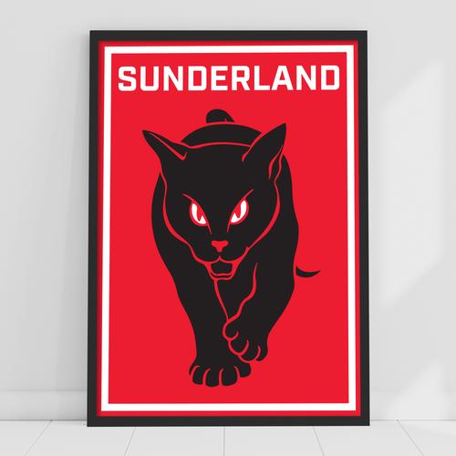 Sunderland Black Cat Spot Druck – ungerahmt A2