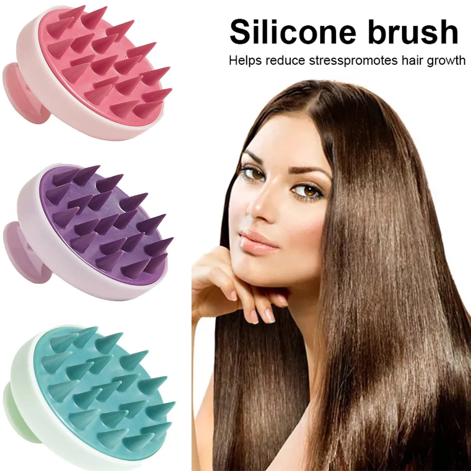 Shampoo in silicone Spazzola Testa Massaggio del cuoio capelluto Pettine Lavaggio dei capelli Pettine Spazzola per massaggio del corpo Spazzola per doccia da bagno Strumento per parrucchiere