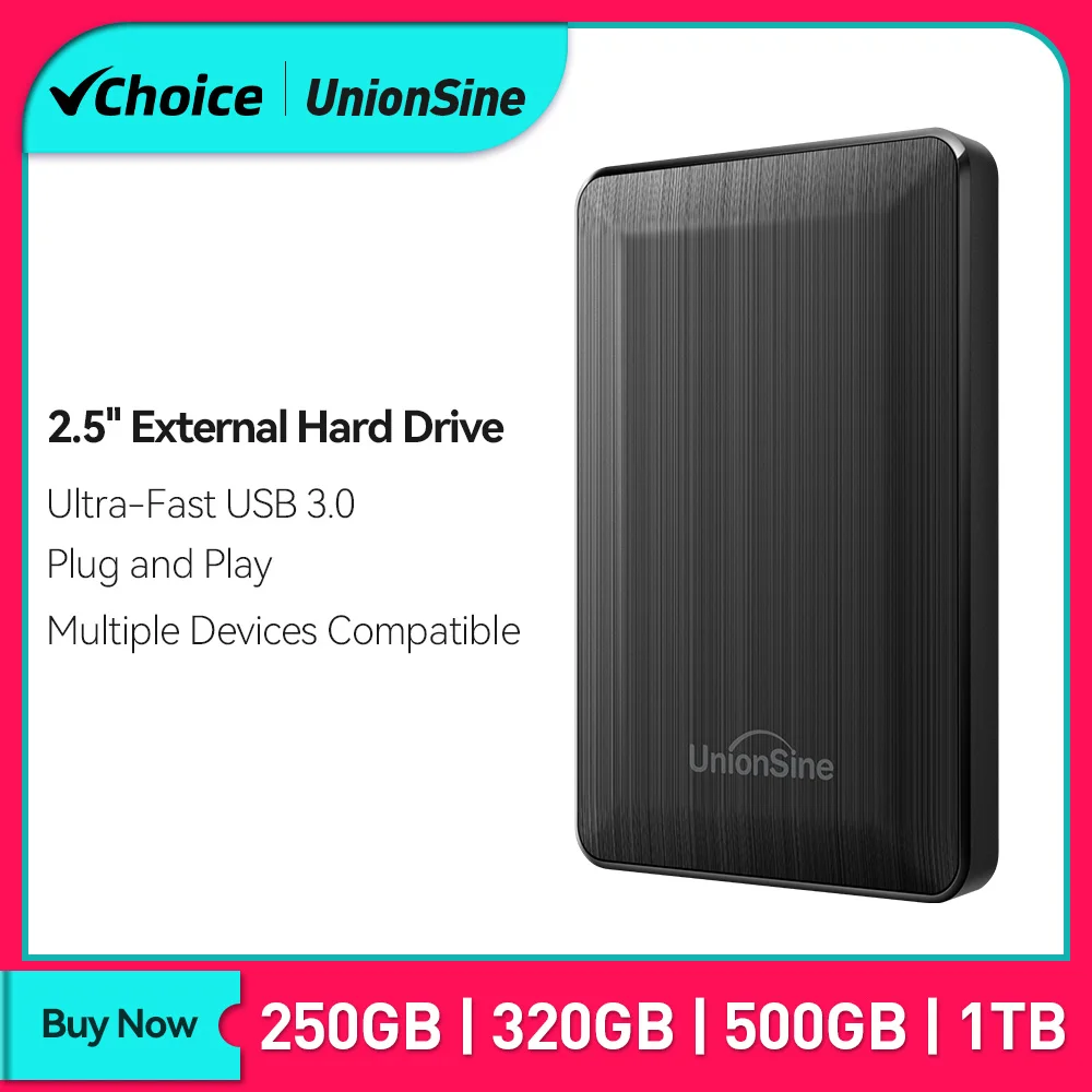 UnionSine-Disque dur externe HDD portable, 2.5 pouces, 250 Go, 320 Go, 500 Go, 1 To, USB 3.0, compatible avec PC, Mac, ordinateur de bureau, MacPle