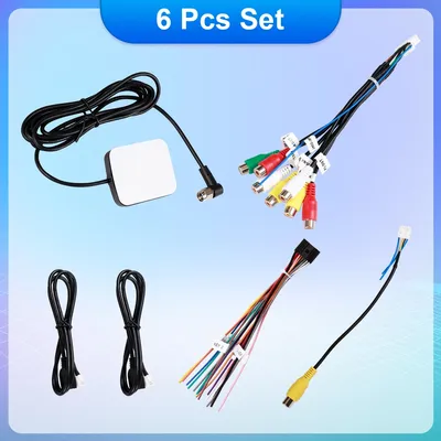 6PCS USB GPS Rear View Camera RCA Output AUX SIM Card Slot Radio Converter 16PIN 4G WiFi Antenna Output Power Cable For CarRadio