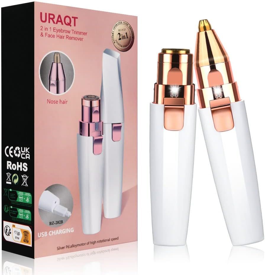 URAQT, depilatore per il viso da donna, rasoio elettrico 2 in 1 USB so