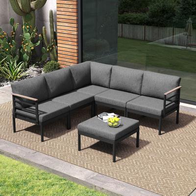 Aluminum Patio Furniture Set 6/7/8 Pieces Modern Outdoor Conversation Set Sectional Sofa Set