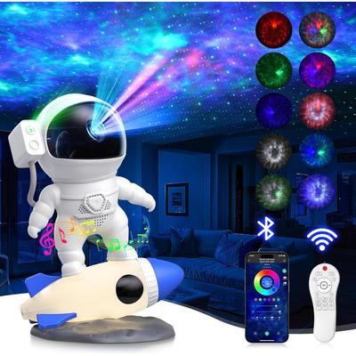 Rossetta Astronaut Galaxy Nebula Projector with Rocket Lamp