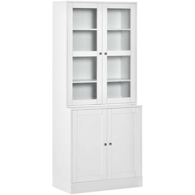 Homcom - Bücherschrank 178,5 cm Hochschrank Vitrinenschrank mit Glastür 6 Fächern Küchenschrank für Image