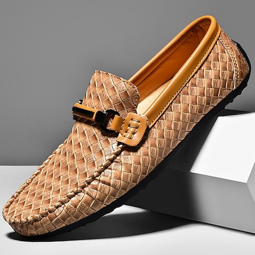 Herren-Loafer aus geflochtenem Leder – stilvolle Slipper mit Schnalle für formelle und legere Anlässe Image