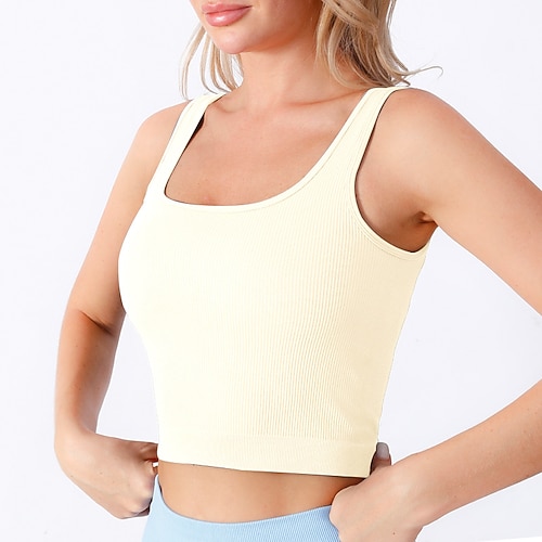 Damen Tank Top Tank-Top mit Trägern Rundausschnitt Leicht Bequem Atmungsaktiv Sportlich Ärmellos Leichter Halt Sport Einfarbig Tanktop Für Fitnesstraining Laufen Fitness Schlank Sportkleidung Image