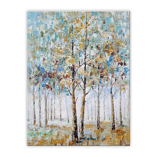 handgefertigte Ölgemälde Leinwand Wandkunst Dekoration moderne abstrakte kleine bewaldete ländliche Landschaft für Wohnkultur gerollt rahmenloses ungedehntes Gemälde Image