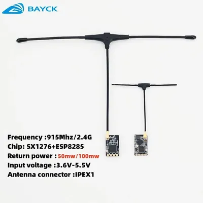 BAYCK ELRS 915MHz / 2.4GHz NANO ExpressLRS Receiver with T type Antenna Support Wifi upgrade for RC