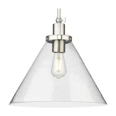 Progress Lighting 253234 - ONE-LIGHT 16 IN PENDANT CLEAR SEEDED GLASS SHADE (P500384-009) Indoor Nickel and Chrome Pendant LED Fixture