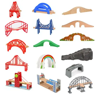 Wooden Train Track Bridge Beech Wooden Railway Set Accessories Fit for All Brands Wood Tracks Pieces