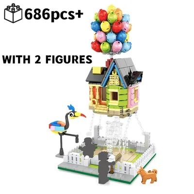 New Film Up City Expert Float Balloon Flying House Figure Building Blocks Bricks Street Scene Villa
