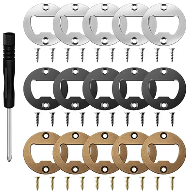 Bottle Opener Inserts Kit Stainless Steel Round Bottle Opener Inserts with Screws and Screwdriver