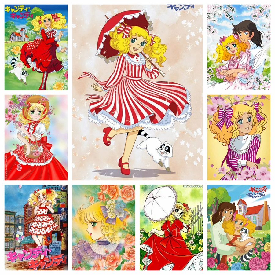 Analyste de peinture diamant Anime japonais 5D pour enfants, bonbons, fille, fleur, bande dessinée, beauté, bricolage, travail manuel, décoration d'intérieur, art, cadeau