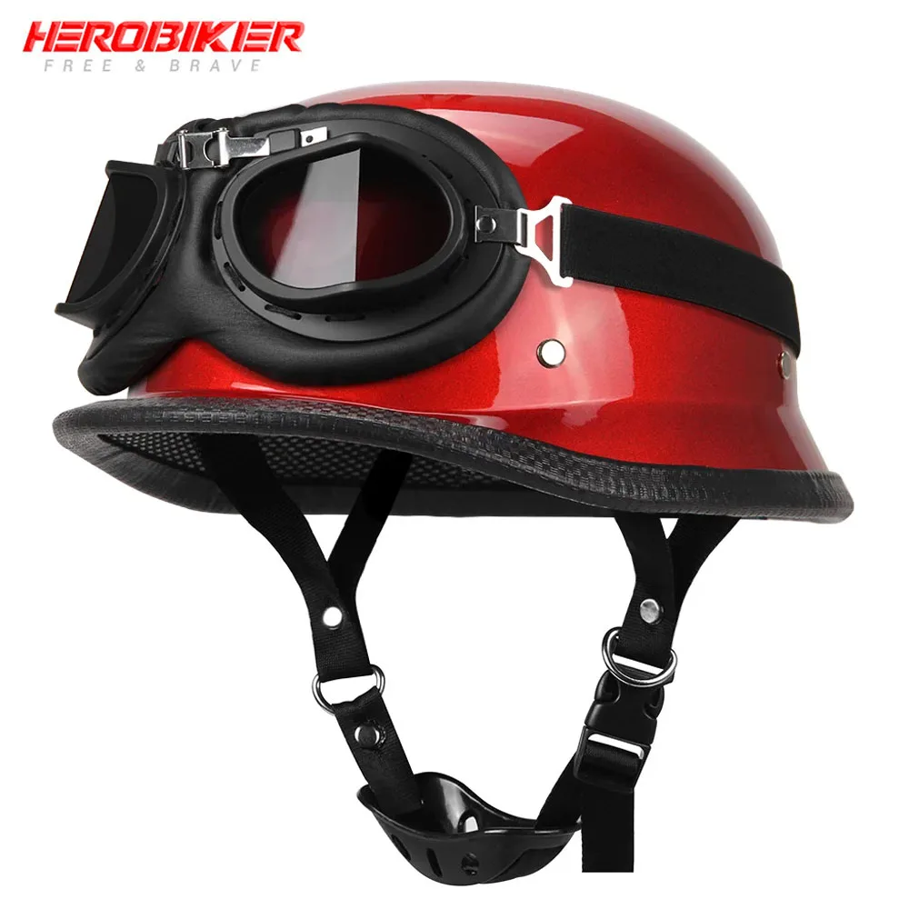 Casque De Moto été Capacete De Moto rétro Casco Moto allemand Vintage Moto demi-casque Certification DOT demi-casque mode