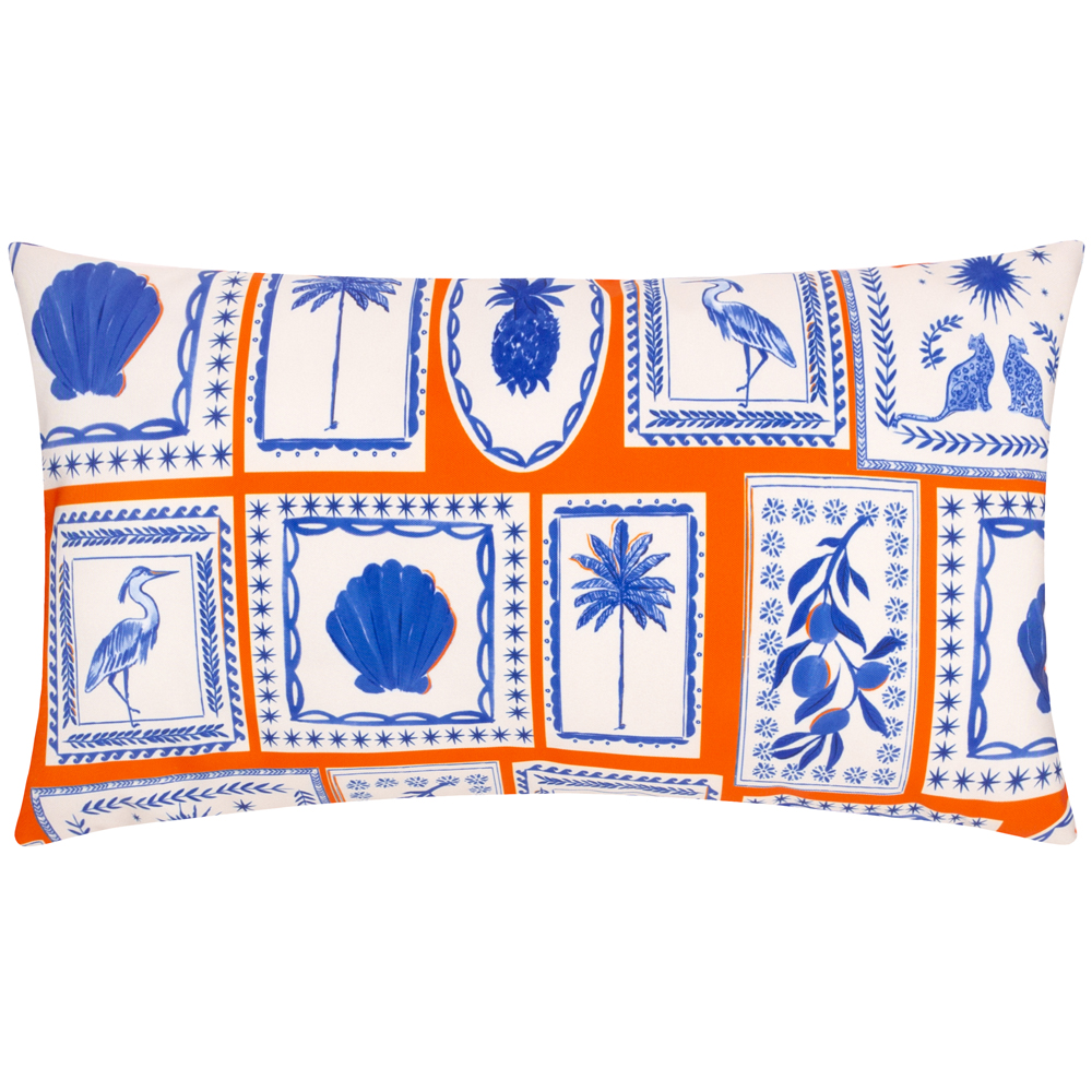 furn. Frieze Abstract Outdoor Filled Cushion - Blue - Size 30 cm x 50 cm | furn. Sale | Discount Designer Brands