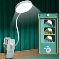 Lampada da tavolo con ricarica USB da 1 pezzo con morsetto regolabile, lampada da tavolo a LED con luce morbida da lettura, luce da libro sul comodino, luce notturna delicata, oscuramento tattile a LED, protezione per gli occhi ideale per comodini o...