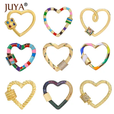 JUYA Jewelry Making Cute Heart Clasp CZ Lock Hook Spiral Clasps For DIY Luxury Women Necklace