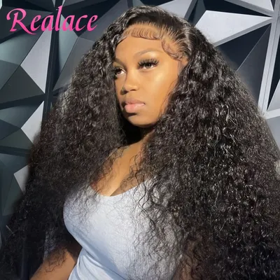 30 40 Inch 13x4 13x6 Curly HD Transparent Lace Front Wigs 200 Density Brazilian Deep Wave Human Hair