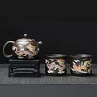 ensemble de théière à changement de couleur dragon Phoenix zisha chinois loong cadeau - service à thé kung fu sensible à la chaleur avec théière et tasses, cadeau d'affaires